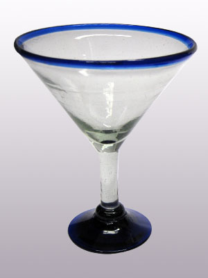 Borde de Color / Juego de 6 copas para martini con borde azul cobalto / Éste hermoso juego de copas para martini le dará un toque clásico mexicano a sus fiestas.